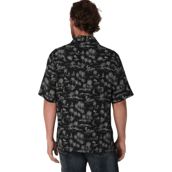 Wrangler Men's Coconut Cowboy Hawaiin Shirt Black Western Snap XL - Picture 10 of 10